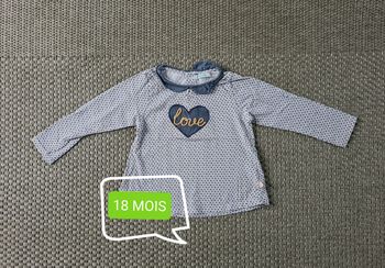 Tshirt à col et motif love fille - 18 mois
