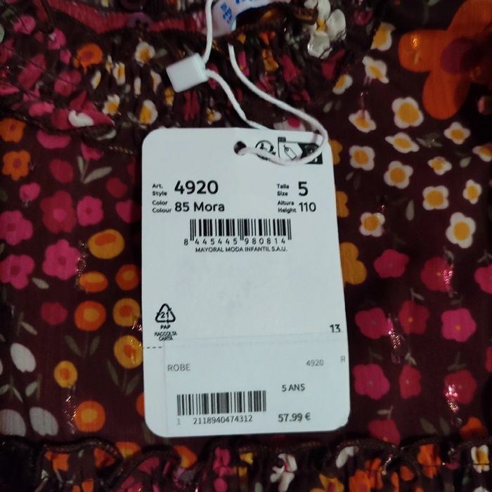 Robe avec trois niveaux de volants, pour fille de 5 ans Mayoral - photo numéro 3