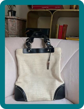 Sac à main cabas paille et cuir vintage - Anne Fontaine