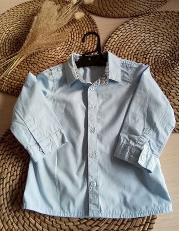 Chemise bleu clair manches longues Vert Baudet taille 18 mois 