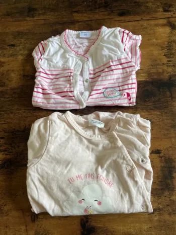 Lot de 2 pyjamas grenouillère bébé fille 9 mois