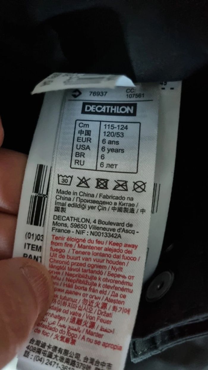 Pantalon ski noir unisexe 6 ans Décathlon pour fille / garçon comme neuf - photo numéro 4