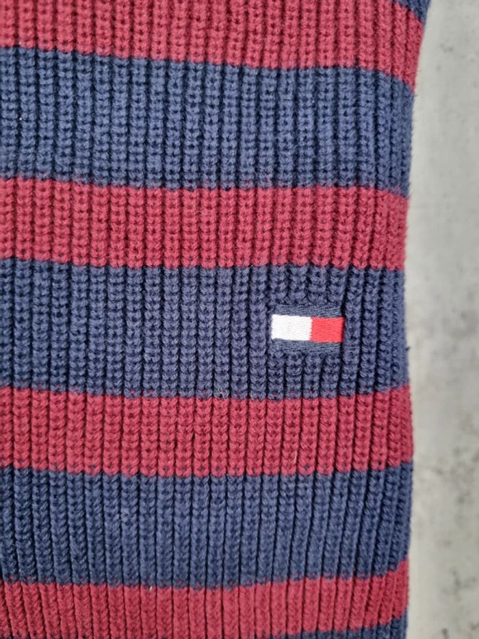 Pull à pressions Tommy Hilfiger rayé bordeaux & marine – Taille 3XL Homme (mesures en photos) - photo numéro 5