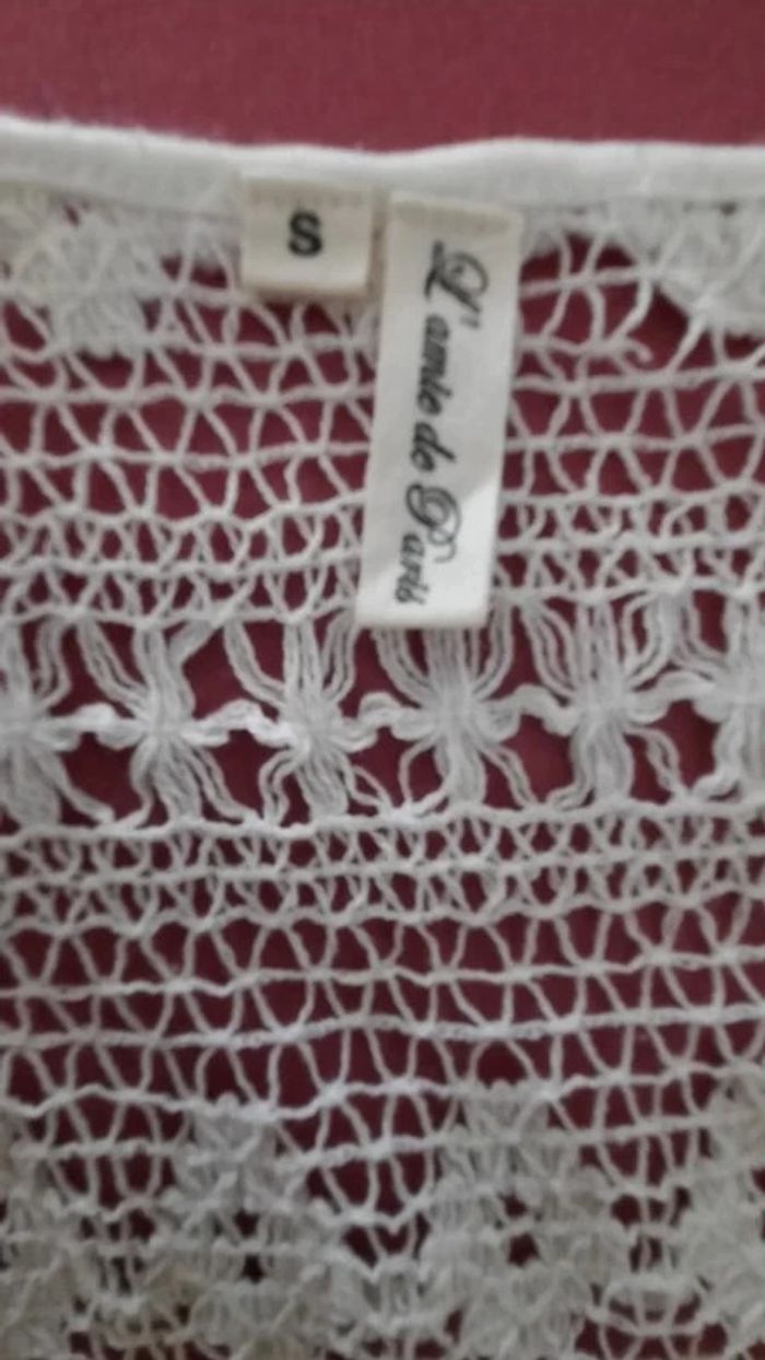 Débardeur blanc ajouré taille S - photo numéro 9