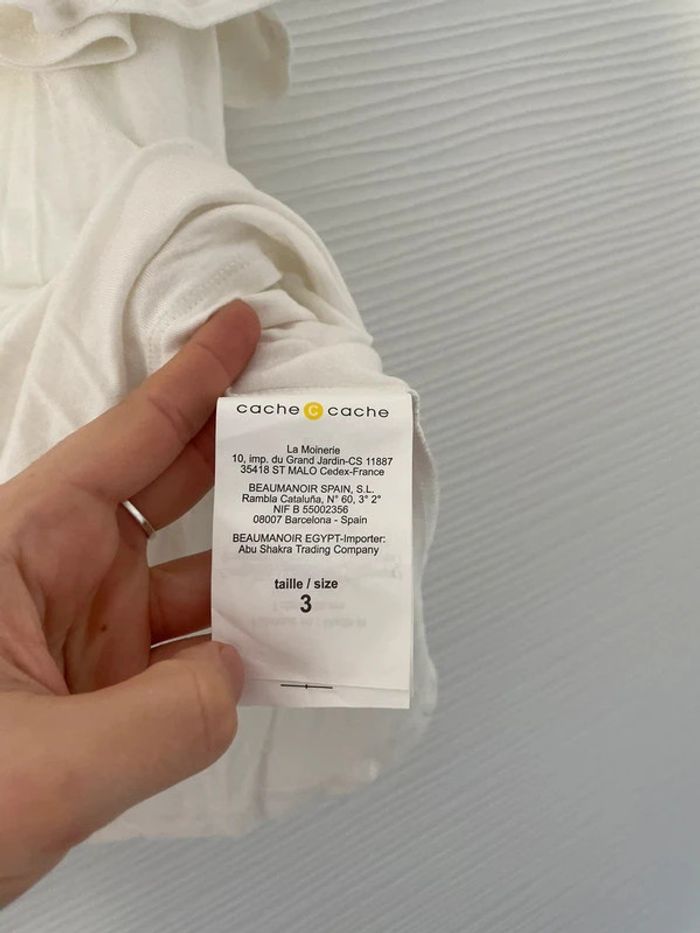 Haut débardeur fluide léger à bretelles fines blanc crème uni à volants décolleté - photo numéro 5