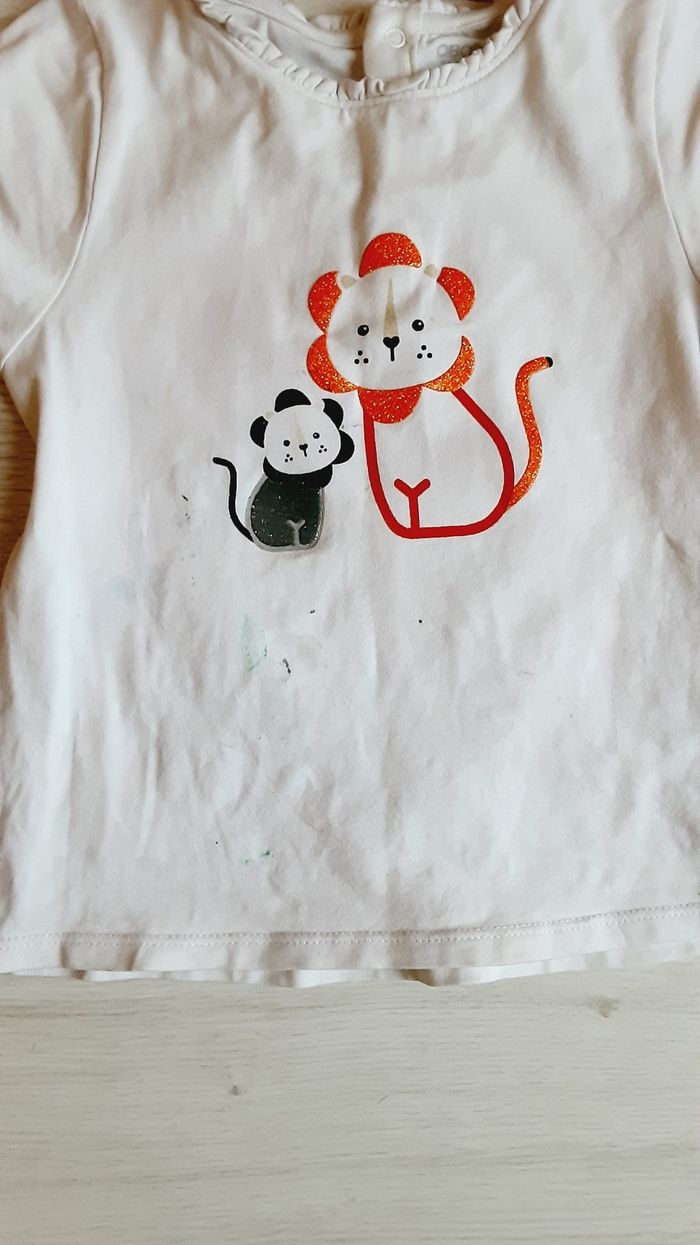 Vêtement fille tee-shirt manches courtes Obaïbi lion 3 ans - photo numéro 2