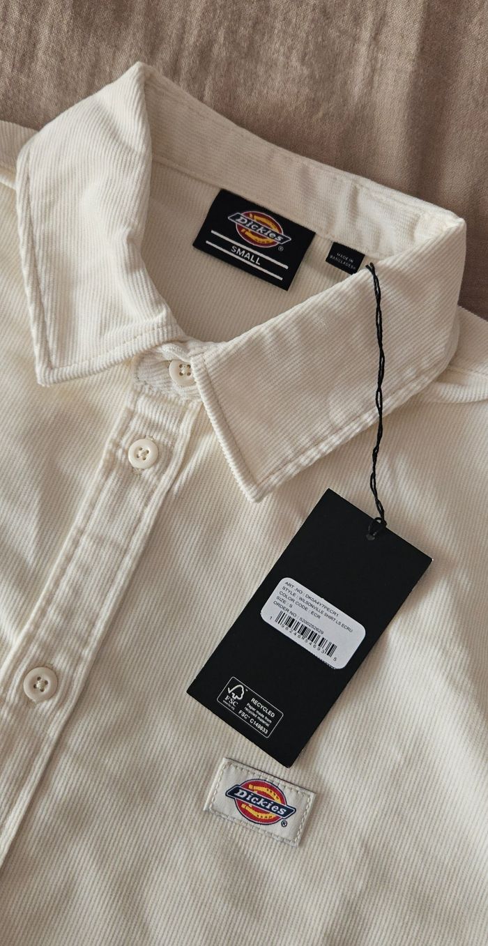 Chemise / surchemise Dickies Wilsonville velours côtelé blanc crème – taille S neuve - photo numéro 3