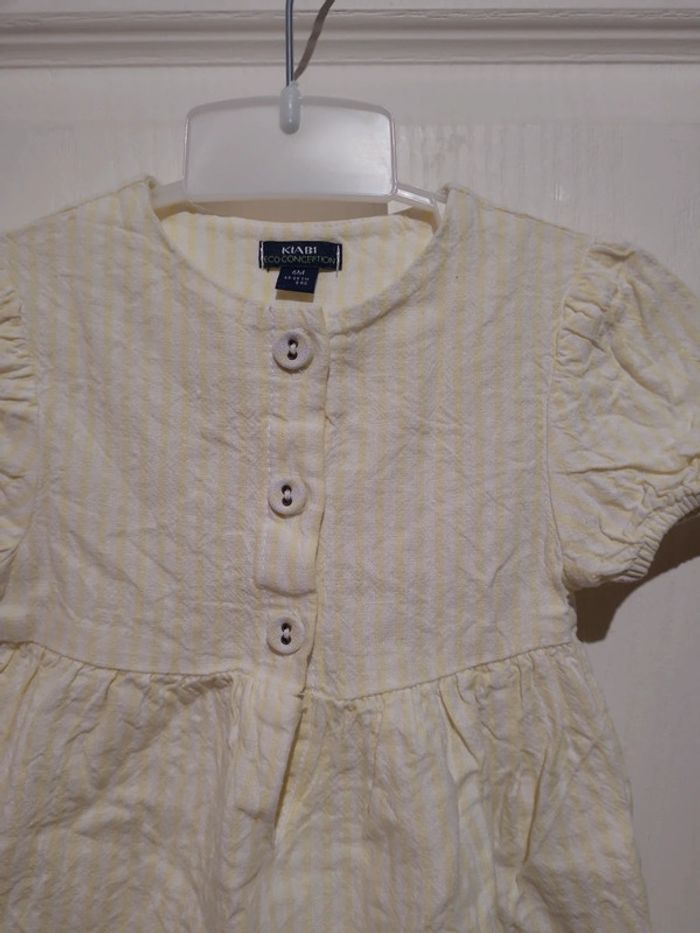 Robe à rayures jaune et blanc en lin Kiabi - photo numéro 2