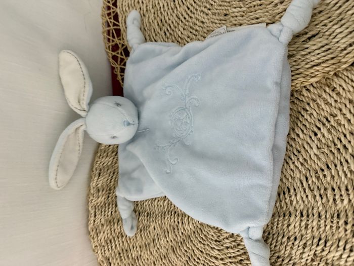 Doudou plat lapin bleu PERLE KALOO - photo numéro 1