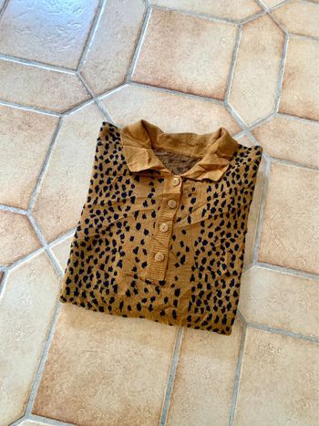 Polo manches longues motifs léopard vintage animale Y2k
