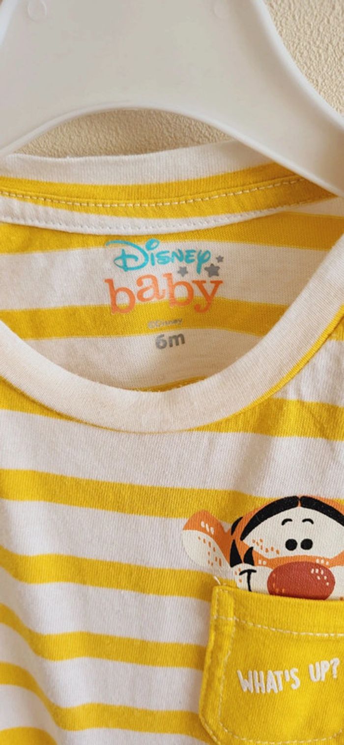 Maillot longues manches Disney tigrou jaune blanc 6 mois - photo numéro 3