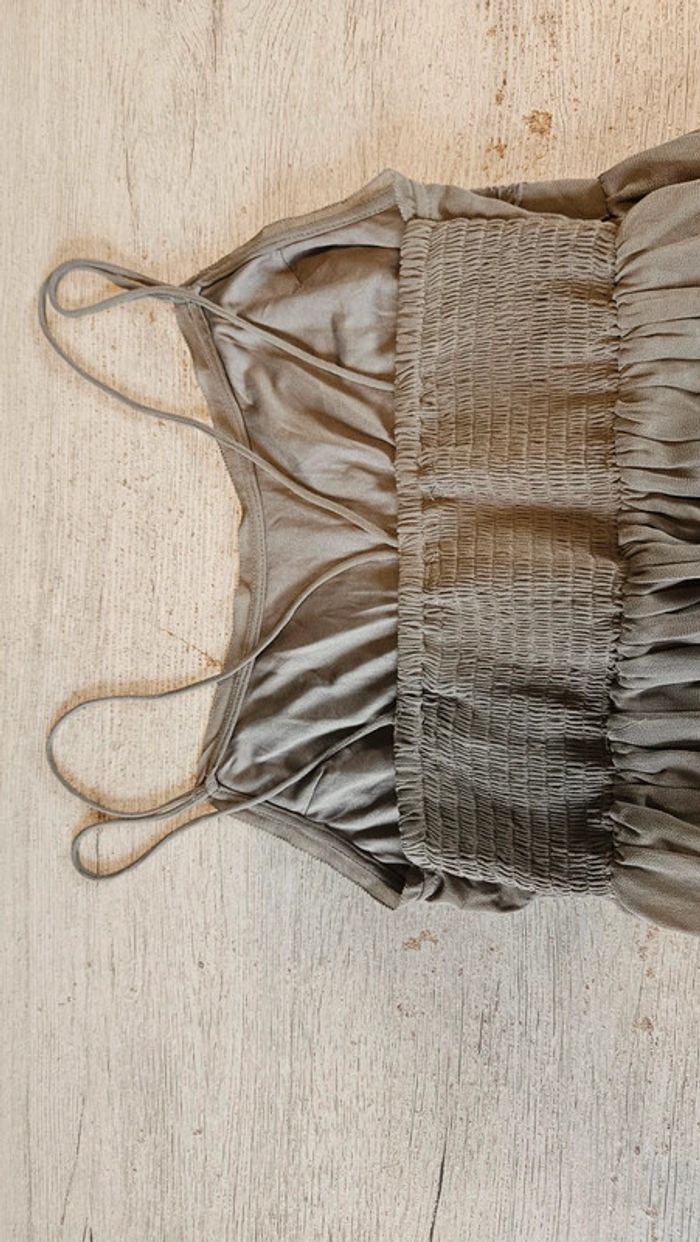 Magnifique robe longue à bretelles, brune kaki, Kiabi, taille 40 - photo numéro 6