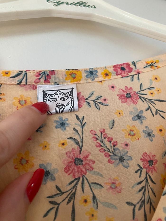 Poncho fantaisie multicolore avec fleurs et broderie - photo numéro 3