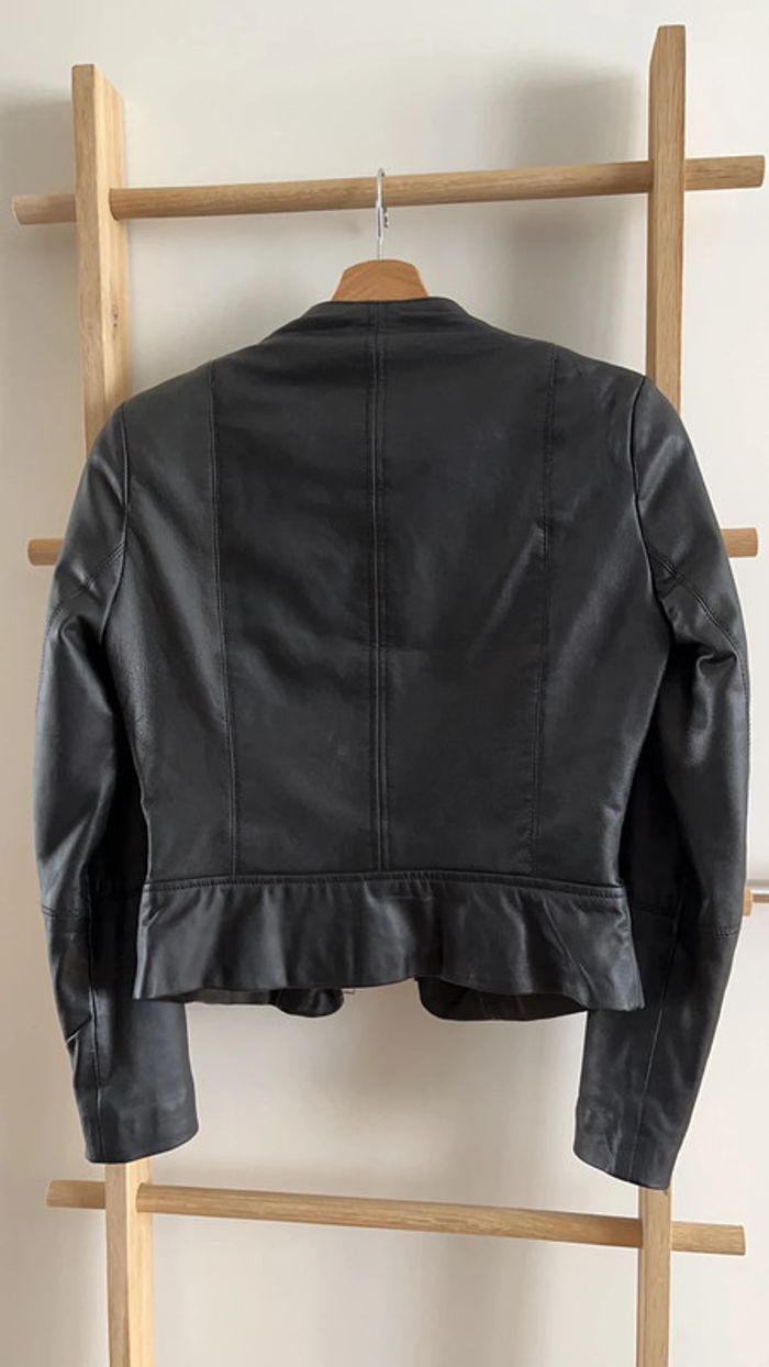 Veste Cuir Noir Mango XS - photo numéro 3