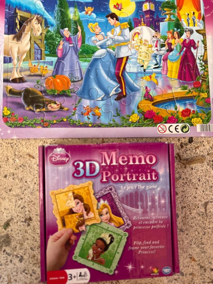 Lot 3 puzzles + 1 mémo princesses - photo numéro 5