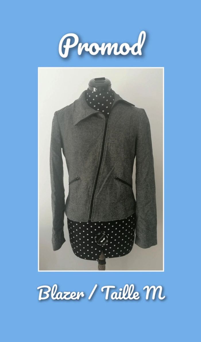 Veste / Blazer en laine gris foncé Taille 38 Promod