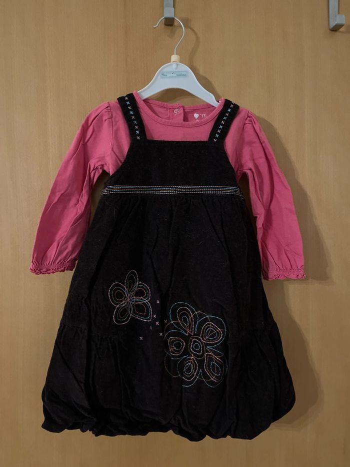 Robe fleurs et tee shirt manches longues 2 ans