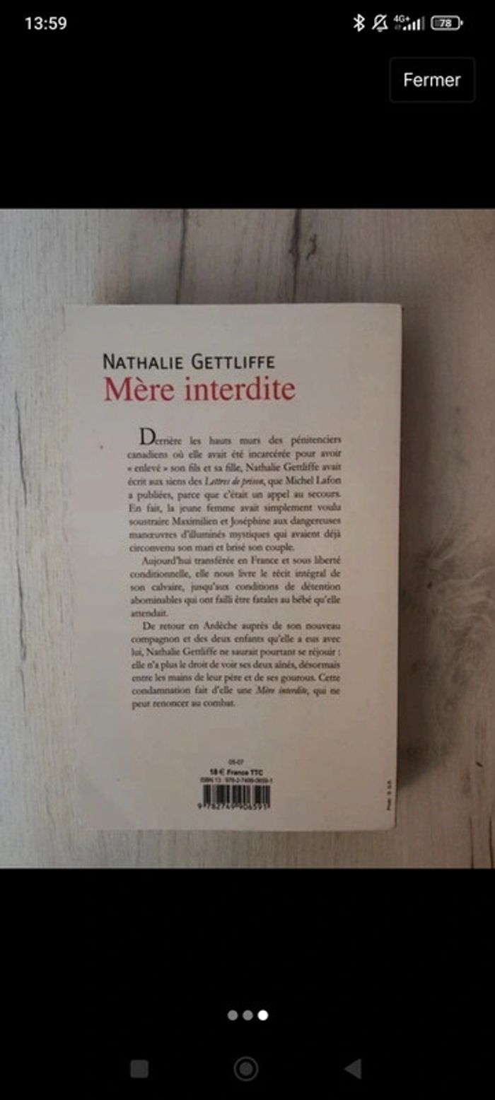 Livre  autobiographie : Mère interdite de Nathalie Gettliffe - photo numéro 3