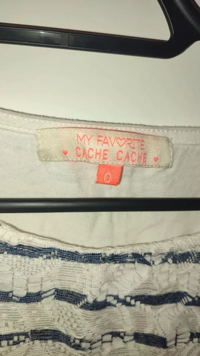 T-shirt marinière dentelle bleu/blanc - photo numéro 3