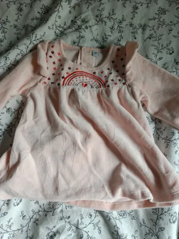 Robe 6 mois velours rose arc en ciel coeurs