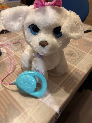 Chien en peluche avec laisse 