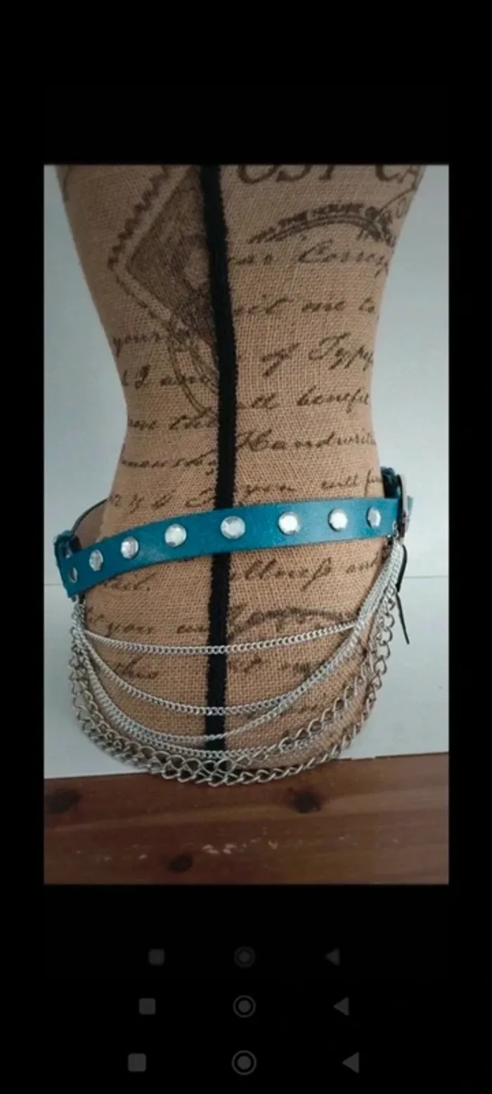 Ceinture bleu avec chaînette argenté femme 90 cm - photo numéro 6