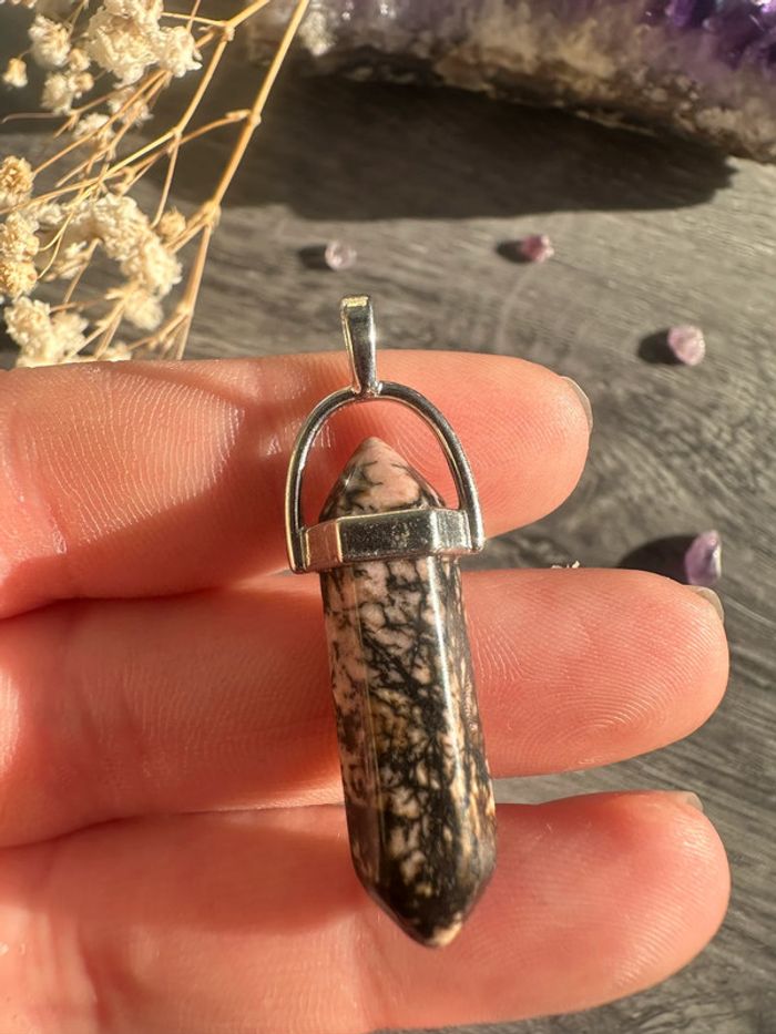 Pendentif pendule en Rhodonite véritable - Pierre naturelle - photo numéro 5