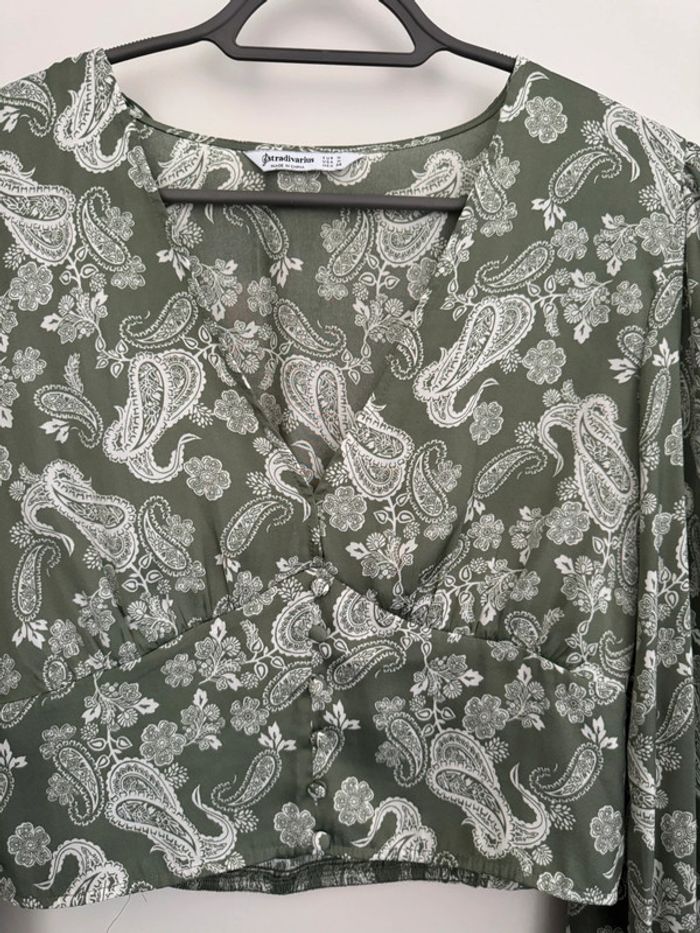 Blouse à imprimé vert Stradivarius - photo numéro 2