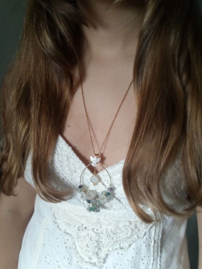 Collier long pierres de lune et d'aventurine - photo numéro 5