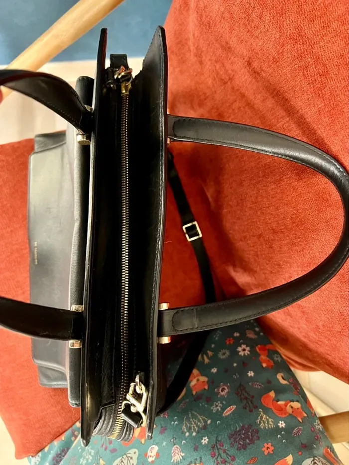 Sac à main noir, en cuir, avec porte carte, Le Tanneur - photo numéro 6