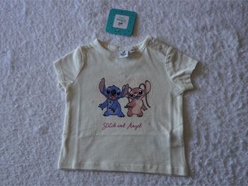 T-shirt écru Stitch and Angel Disney neuf Taille : 12 mois