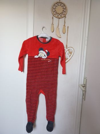 Pyjama 1 pièce Disney Mickey Noël rouge noir taille 18 mois