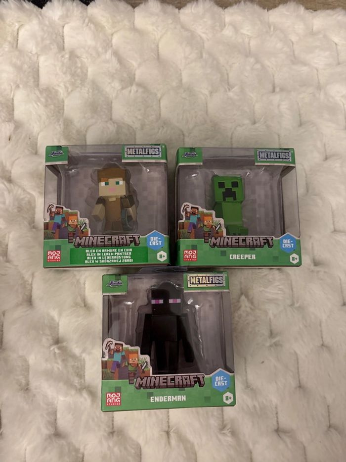Lot de 3 figurines métal minecraft
