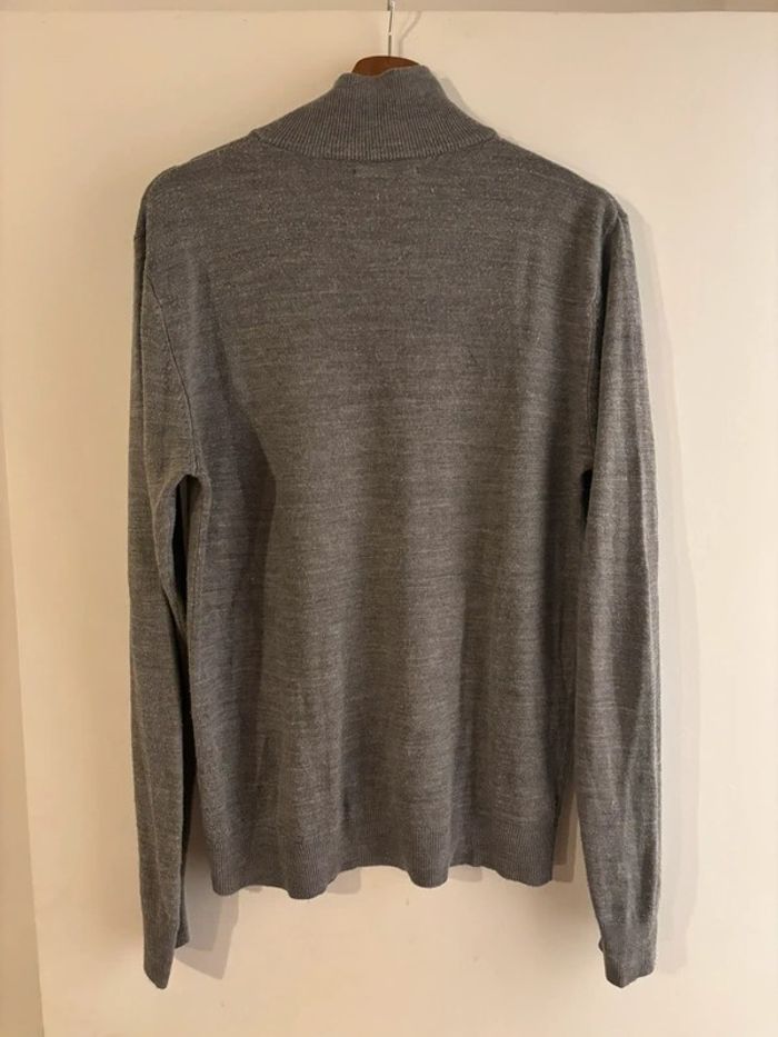 Pull zip col roulé gris