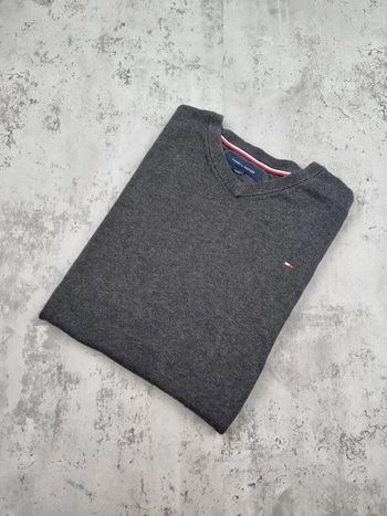 Pull col V Tommy Hilfiger gris, L Hommes