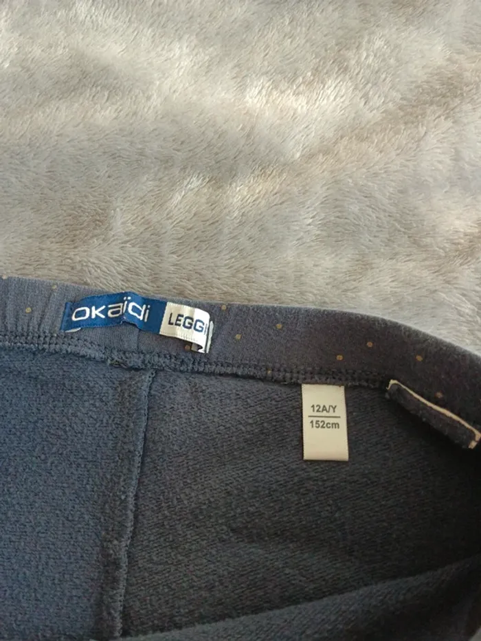 Legging coton Okaïdi 12 ans bleu à pois - photo numéro 3