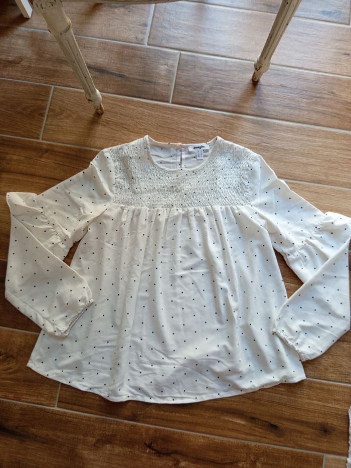 Blouse blanche a pois noirs Jennyfer t.S - photo numéro 5