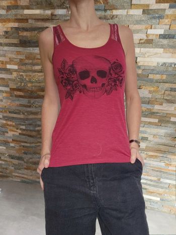Tee-shirt débardeur Undiz XS bordeaux motif tête de mort