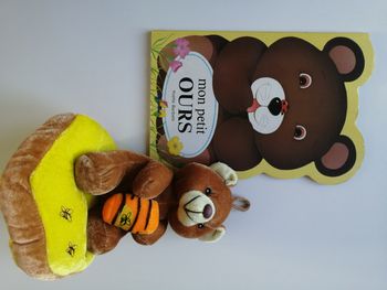 livre et peluche ours 