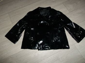 Veste AVANT PREMIERE LAFAYETTE simili cuir brillant vernis PVC noir taille 42 TBE