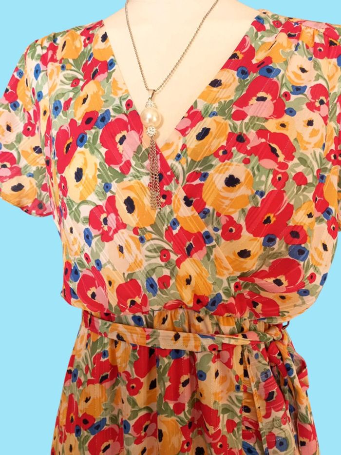 Robe fleurie vintage dressing S/M - photo numéro 2