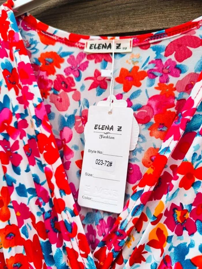 Robe longue magique extensible fleurie rouge et blanche à fleurs TU 38 à 52 - photo numéro 3