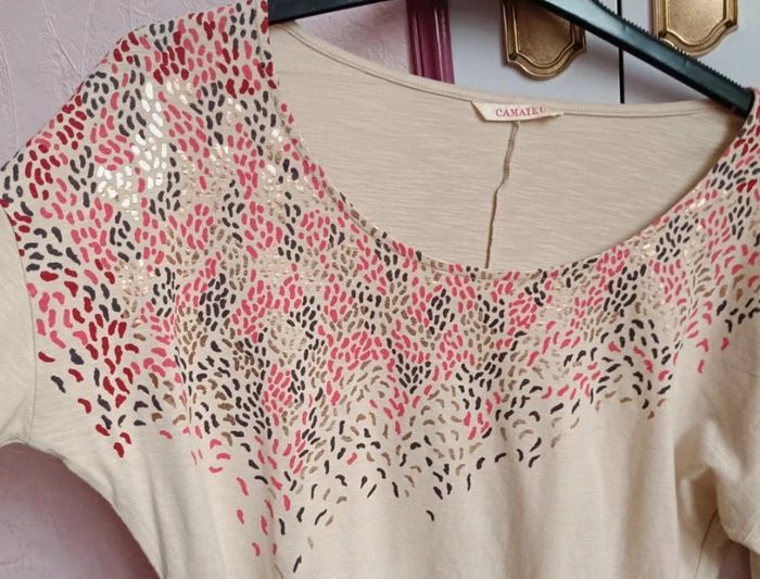 Haut Camaïeu beige imprimé T.3(40) - photo numéro 5