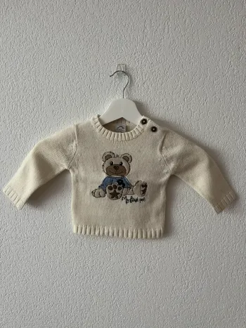 Pull Charanga bébé 9-12 mois écru motif ours