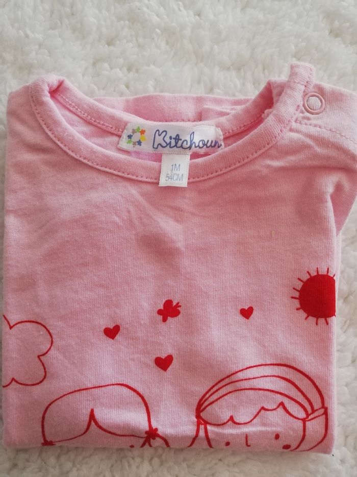 Tee shirt rose manche courte kitchoun 1 mois - photo numéro 3