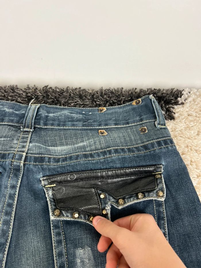 Jean large Y2k opium avec poches en cuir taille 33 bleu marine Denim jean japonais - photo numéro 7