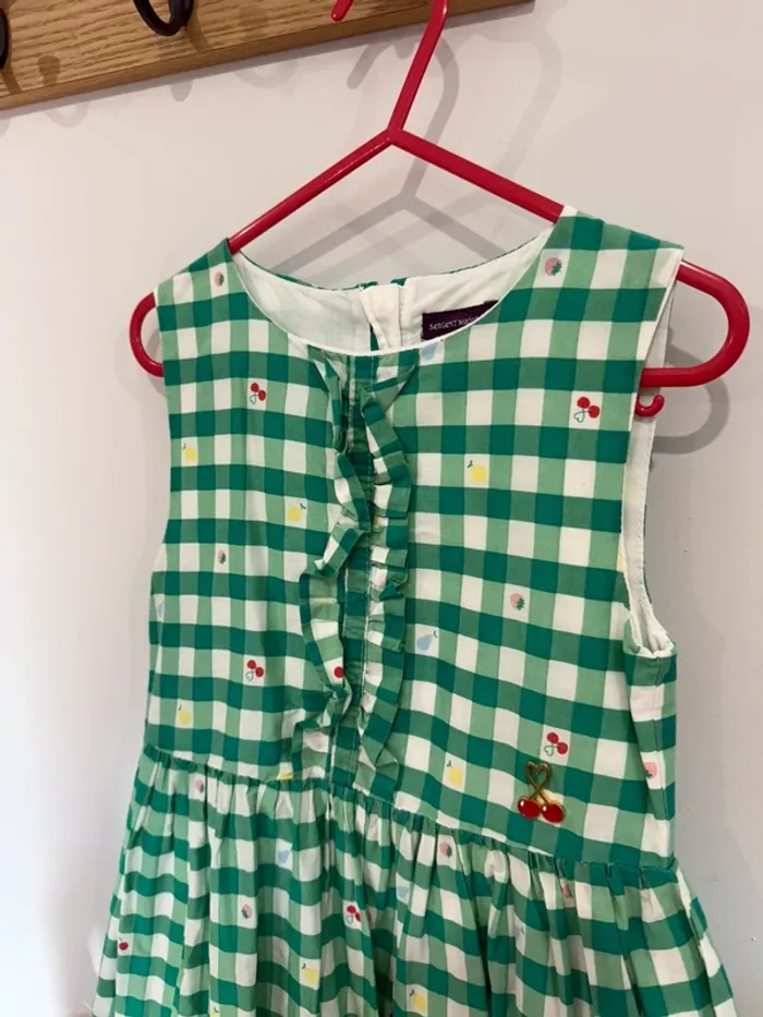 Robe à carreaux vertes thème fruits  Sergent Major - 5 ans - photo numéro 2