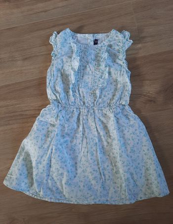 Robe été cérémonie fleurie blanc et turquoise Sergent Major 4 ans