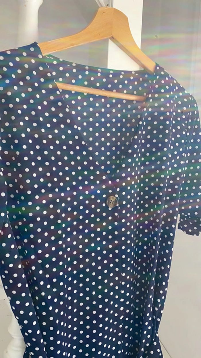 Robe courte - Marine à pois - photo numéro 2