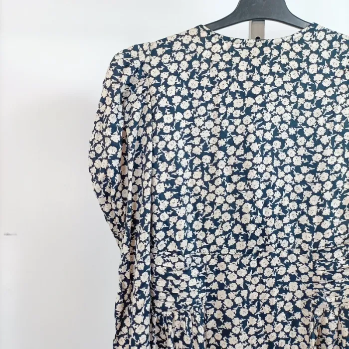 Robe longue bleue écru fleurie Mango Taille XS Manches longues A818 - photo numéro 12